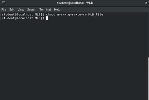 image of entering 'chmod' command in terminal