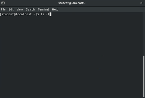 image of entering 'ls -l' command in terminal